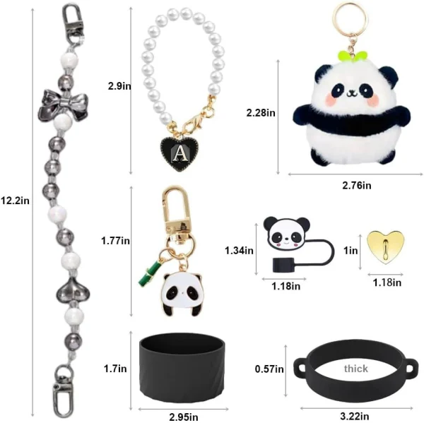 A Stanley Cup "Panda Holding Bamboo" Accessory & Ice Cup DIY Keychain Set