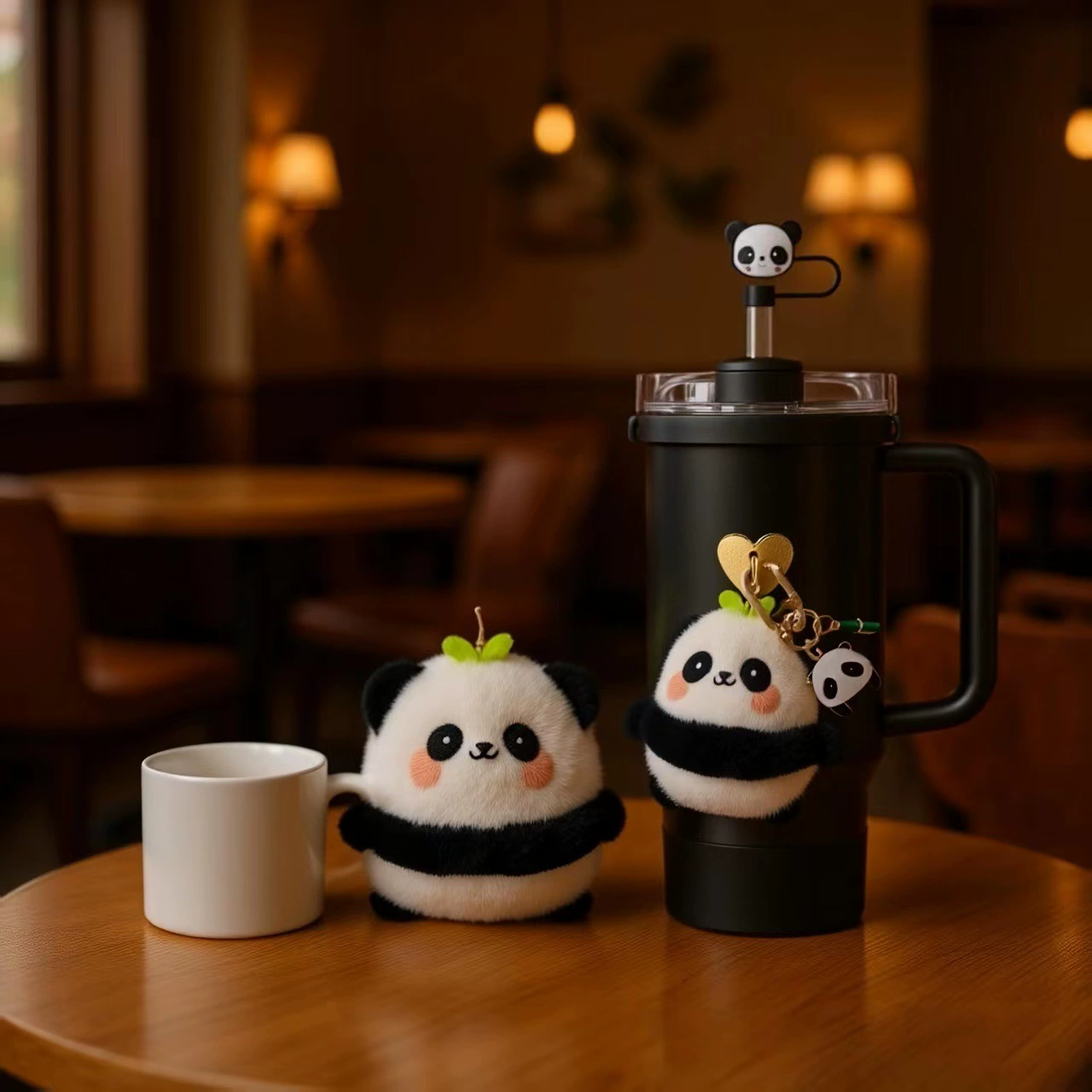 Stanley Cup "Panda Holding Bamboo" Accessory & Ice Cup DIY Keychain Set - 图片 2