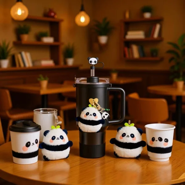 Stanley Cup “Panda Holding Bamboo” Accessory & Ice Cup DIY Keychain Set Stanley Cup "Panda Holding Bamboo" Accessory & Ice Cup DIY Keychain Set