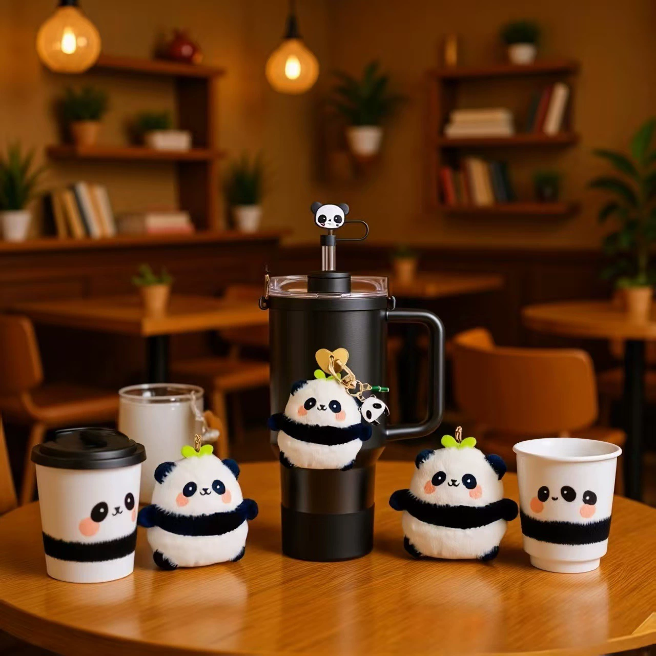 Stanley Cup "Panda Holding Bamboo" Accessory & Ice Cup DIY Keychain Set