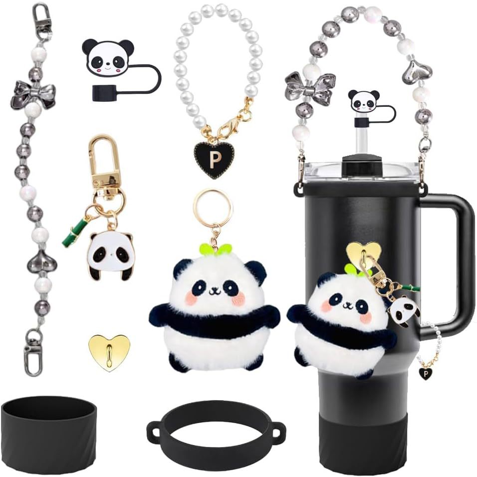 Stanley Cup "Panda Holding Bamboo" Accessory & Ice Cup DIY Keychain Set