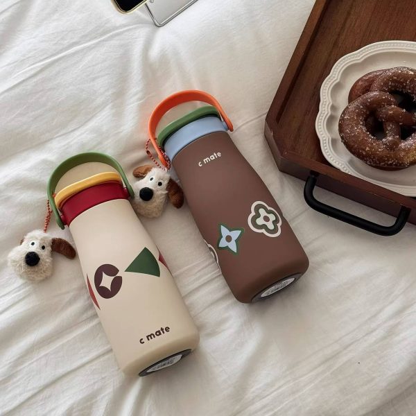 Cute Portable Thermos Cup Capacity 316 Stainless Steel 600Ml Large Leak Proof Sports Water Bottle Reusable Handy