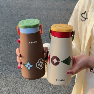 Cute Portable Thermos Cup Capacity 316 Stainless Steel 600Ml Large Leak Proof Sports Water Bottle Reusable Handy - 图片 7
