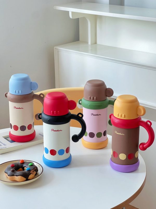 stainless steel water bottle (1) Cartoon Animal Kids Thermos with Handle, Freedom Leak-Proof Insulated Water Bottle for Children 800ml