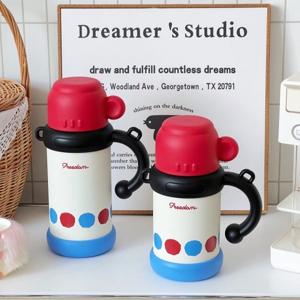 stainless steel water bottle (11) Cartoon Animal Kids Thermos with Handle, Freedom Leak-Proof Insulated Water Bottle for Children 800ml