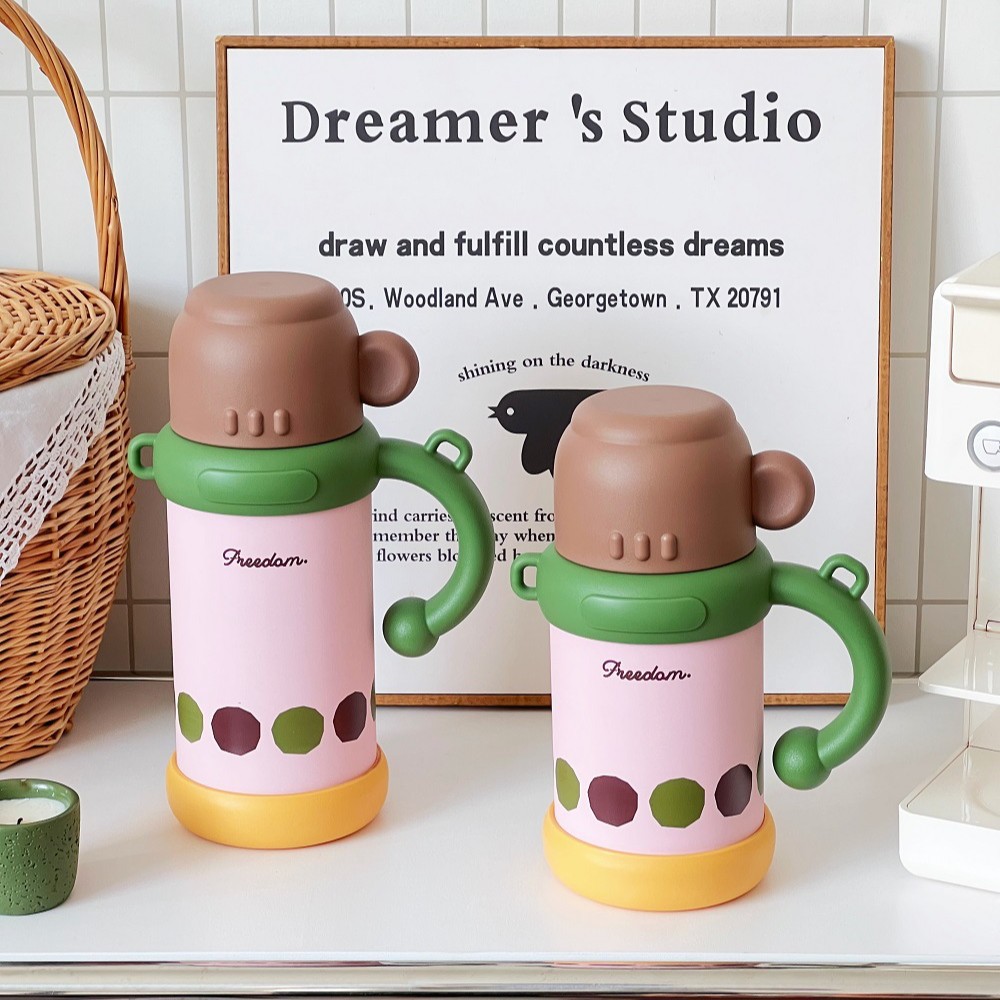 Cartoon Animal Kids Thermos with Handle, Freedom Leak-Proof Insulated Water Bottle for Children 800ml - 图片 7