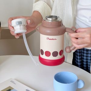 Cartoon Animal Kids Thermos with Handle, Freedom Leak-Proof Insulated Water Bottle for Children 800ml - 图片 2