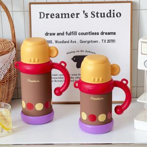 Cartoon Animal Kids Thermos with Handle, Freedom Leak-Proof Insulated Water Bottle for Children 800ml - 图片 6
