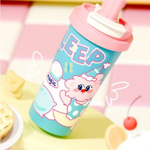 Attractive Cartoon Insulated Coffee Water Bottle, 530ml Large Capacity 316 Stainless Steel Thickened Straw Cup for Home - 图片 6