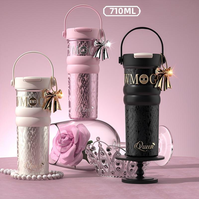 Luxury-Style Thermos Bottle Goddess Insulated Coffee Cup 710ML, Portable Hand-Held Ceramic Linner Tumbler Car-Friendly Ice-Retaining Travel Mug - 图片 1