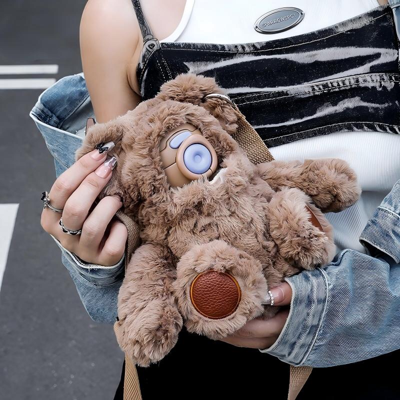Stuffed Animal Cover Thermos Cup with Plush Toy Sleeve 450ml 316 Stainless Steel Insulated Water Bottle with Adjustable Strap - 图片 2