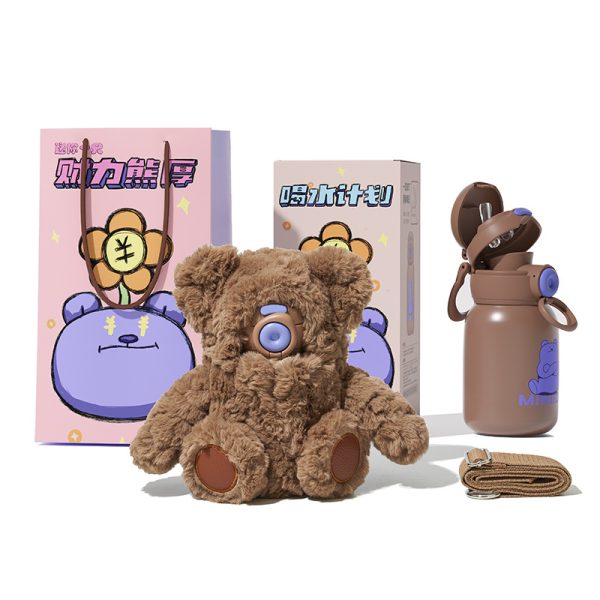 主图_05 Stuffed Animal Cover Thermos Cup with Plush Toy Sleeve 450ml 316 Stainless Steel Insulated Water Bottle with Adjustable Strap