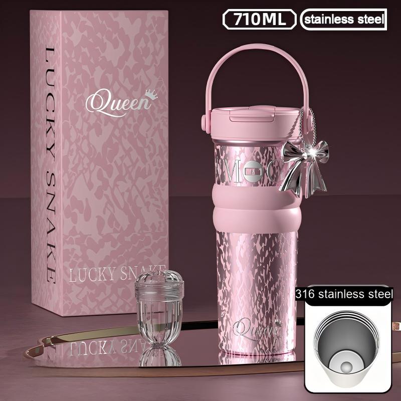 Luxury-Style Thermos Bottle Goddess Insulated Coffee Cup 710ML, Portable Hand-Held Ceramic Linner Tumbler Car-Friendly Ice-Retaining Travel Mug - 图片 10