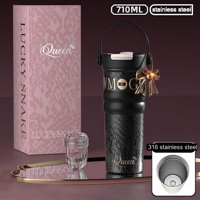 Luxury-Style Thermos Bottle Goddess Insulated Coffee Cup 710ML, Portable Hand-Held Ceramic Linner Tumbler Car-Friendly Ice-Retaining Travel Mug - 图片 14