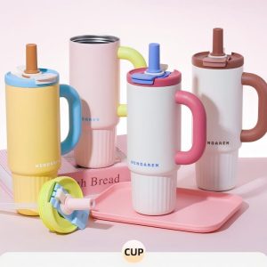 详情_02 Oversized Straw Insulated Tumbler, Stylish Large Capacity Ceramic Liner Cold-Retaining Ice Mug Car-Friendly Giant Insulated Thermo Cup Bottle Water