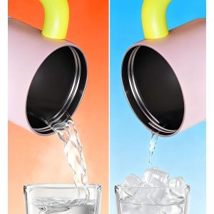 Oversized Straw Insulated Tumbler, Stylish Large Capacity Ceramic Liner Cold-Retaining Ice Mug Car-Friendly Giant Insulated Thermo Cup Bottle Water - 图片 4