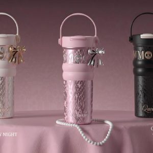 Luxury-Style Thermos Bottle Goddess Insulated Coffee Cup 710ML, Portable Hand-Held Ceramic Linner Tumbler Car-Friendly Ice-Retaining Travel Mug - 图片 3