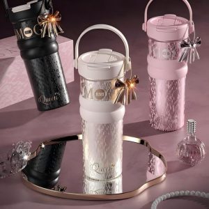 Luxury-Style Thermos Bottle Goddess Insulated Coffee Cup 710ML, Portable Hand-Held Ceramic Linner Tumbler Car-Friendly Ice-Retaining Travel Mug - 图片 2