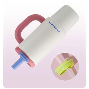 Oversized Straw Insulated Tumbler, Stylish Large Capacity Ceramic Liner Cold-Retaining Ice Mug Car-Friendly Giant Insulated Thermo Cup Bottle Water - 图片 6