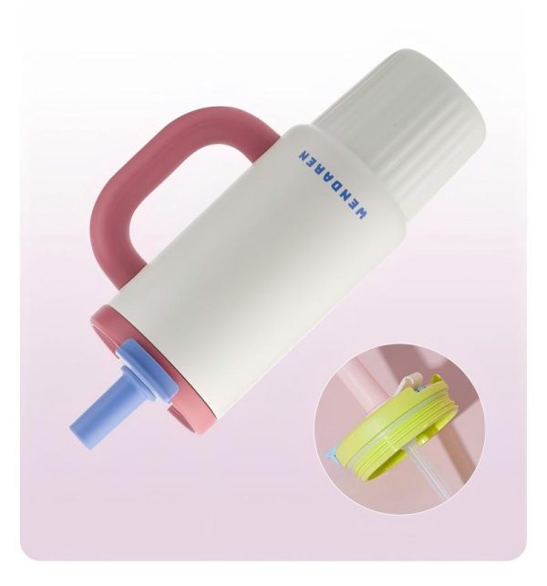 详情_11 Oversized Straw Insulated Tumbler, Stylish Large Capacity Ceramic Liner Cold-Retaining Ice Mug Car-Friendly Giant Insulated Thermo Cup Bottle Water