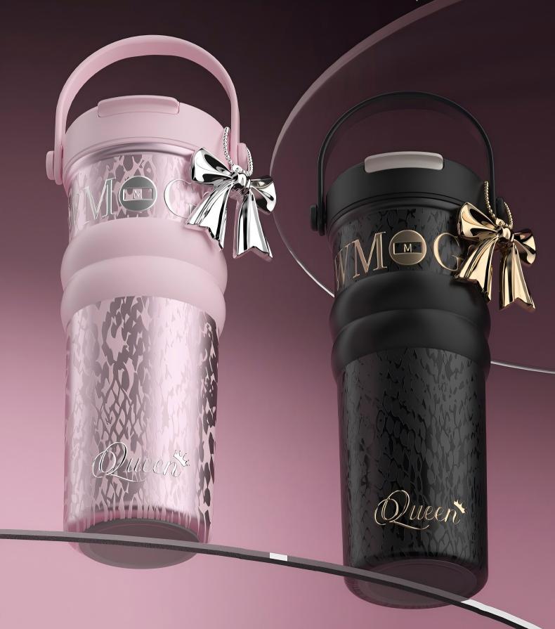 Luxury-Style Thermos Bottle Goddess Insulated Coffee Cup 710ML, Portable Hand-Held Ceramic Linner Tumbler Car-Friendly Ice-Retaining Travel Mug - 图片 4