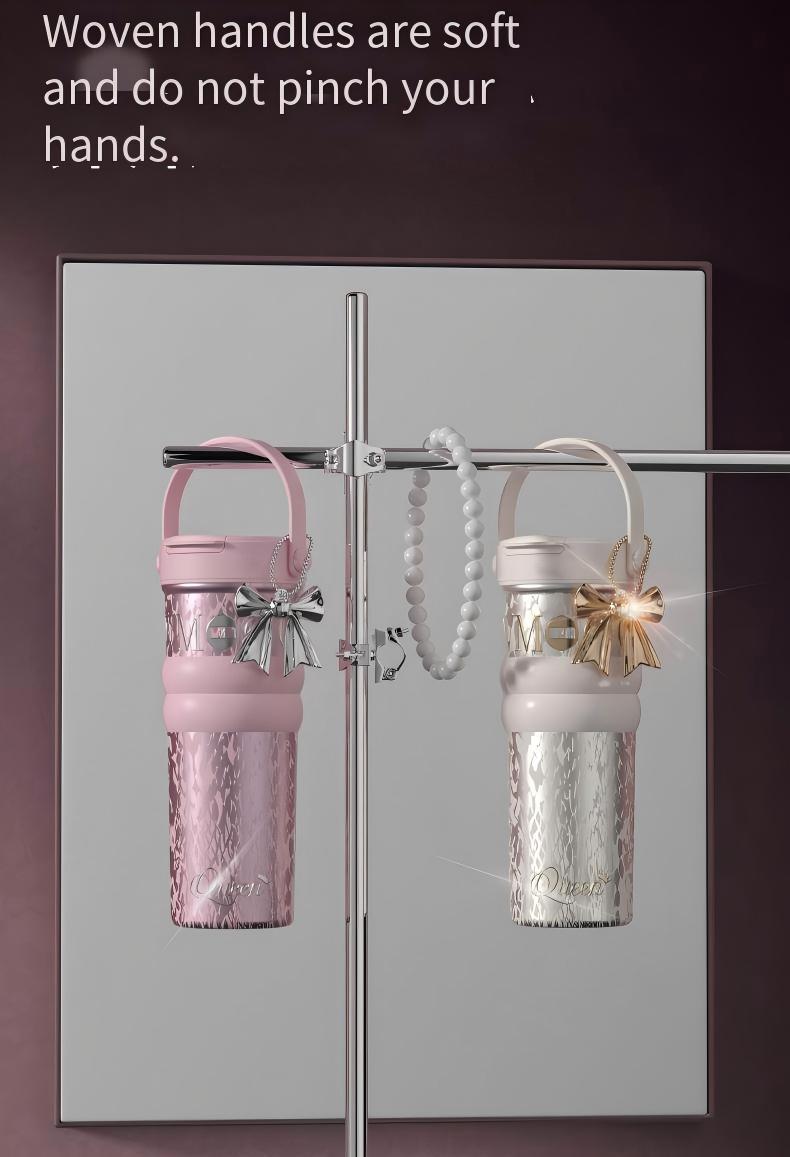 Luxury-Style Thermos Bottle Goddess Insulated Coffee Cup 710ML, Portable Hand-Held Ceramic Linner Tumbler Car-Friendly Ice-Retaining Travel Mug - 图片 5