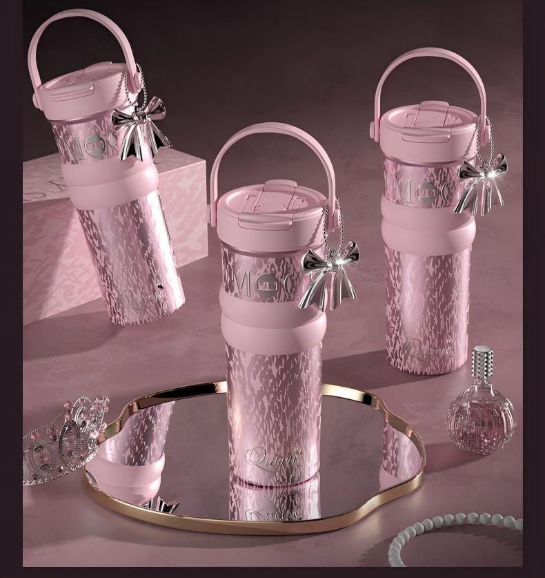 Luxury-Style Thermos Bottle Goddess Insulated Coffee Cup 710ML, Portable Hand-Held Ceramic Linner Tumbler Car-Friendly Ice-Retaining Travel Mug - 图片 8