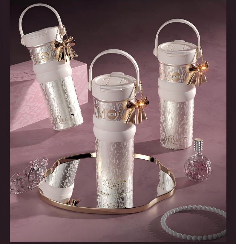 Luxury-Style Thermos Bottle Goddess Insulated Coffee Cup 710ML, Portable Hand-Held Ceramic Linner Tumbler Car-Friendly Ice-Retaining Travel Mug - 图片 7