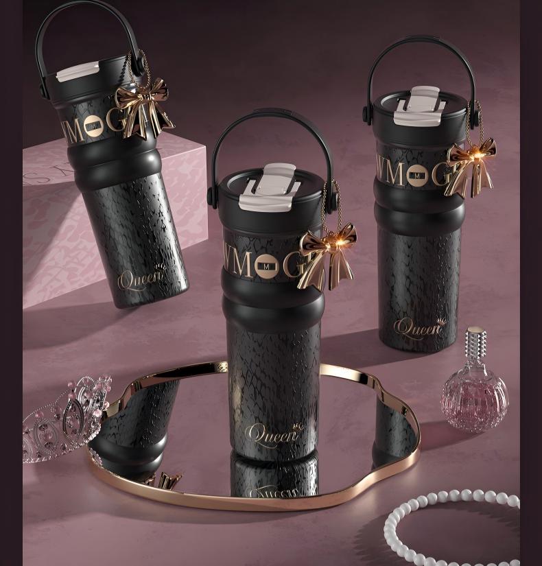 Luxury-Style Thermos Bottle Goddess Insulated Coffee Cup 710ML, Portable Hand-Held Ceramic Linner Tumbler Car-Friendly Ice-Retaining Travel Mug - 图片 9